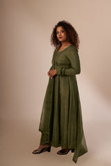 Moss Green Gold Sequin Anarkali