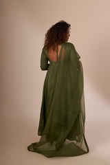 Moss Green Gold Sequin Anarkali