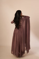 Warm Tan Floral Work Anarkali