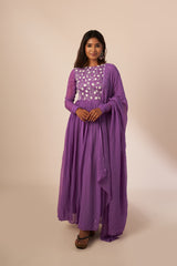 Purple Embroidered Anarkali