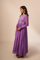 Purple Embroidered Anarkali