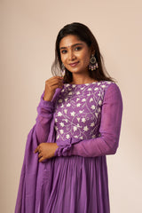Purple Embroidered Anarkali