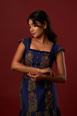 Blue Mul Cotton Printed Dress