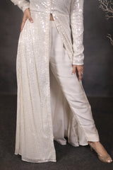 White Sequin Coat Dress