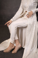 White Sequin Coat Dress