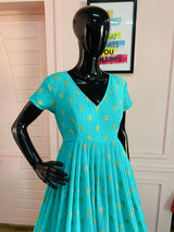 Blue Chinnon Anarkali