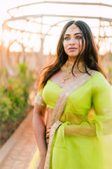 Neon Green organza lehenga