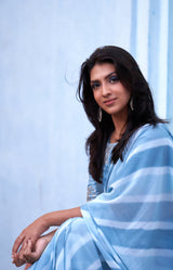 Blue georgette designer saree