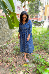 Blue Floral Cotton Dress