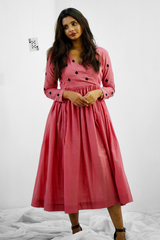 Pink Embroidery Mul cotton dress