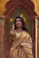 Yellow georgette designer saree