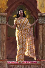 Yellow georgette designer saree