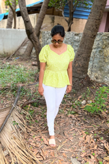 Pastel Green Floral cotton short top