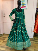 Blue Chinnon Anarkali