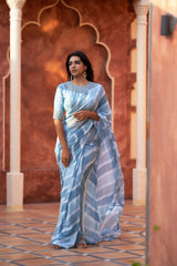 Blue georgette designer saree