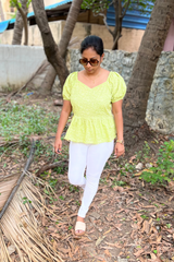 Pastel Green Floral cotton short top