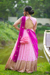 Baby Pink Georgette lehenga