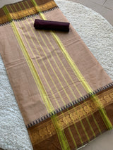 Beige chettinad cotton saree