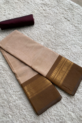 Beige chettinad cotton saree