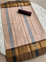 Beige chettinad cotton saree