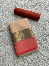 Beige chettinad cotton saree