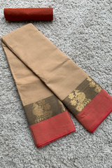 Beige chettinad cotton saree
