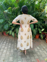 Beige yellow Cotton Dress