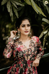 Black Floral georgette anarkali