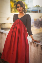 Black Maroon Mul cotton dress (Top)