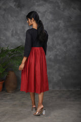 Black Maroon Mul cotton dress (Top)