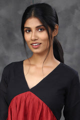 Black Maroon Mul cotton dress (Top)
