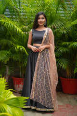 Black Peach Georgette lehenga