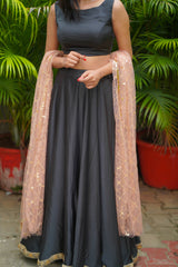 Black Peach Georgette lehenga