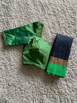 Black Semi silk saree with green blouse