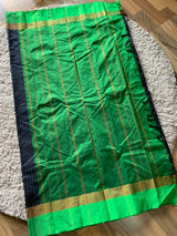 Black Semi silk saree with green blouse