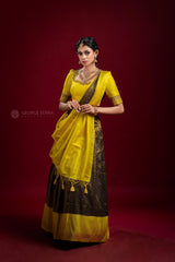 Black & Yellow Silk Embroidery lehenga