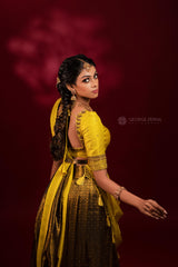 Black & Yellow Silk Embroidery lehenga