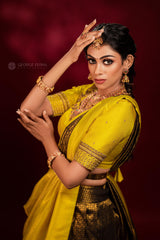 Black & Yellow Silk Embroidery lehenga