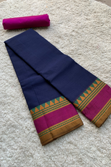 Blue Chettinad cotton saree