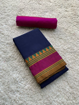 Blue Chettinad cotton saree