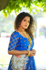 Blue Embroidery Silk lehenga