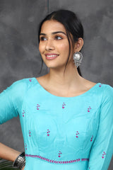 Blue Embroidered anarkali