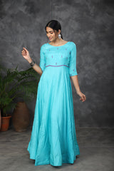 Blue Embroidered anarkali