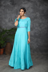 Blue Embroidered anarkali