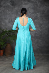 Blue Embroidered anarkali