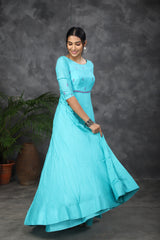 Blue Embroidered anarkali