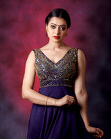 Blue Hand Embroidered santoon anarkali