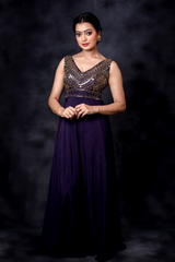 Blue Hand Embroidered santoon anarkali