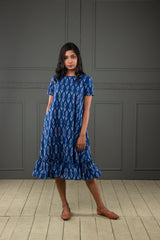 Blue Ikkat cotton dress (Top)