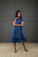 Blue Ikkat cotton dress (Top)